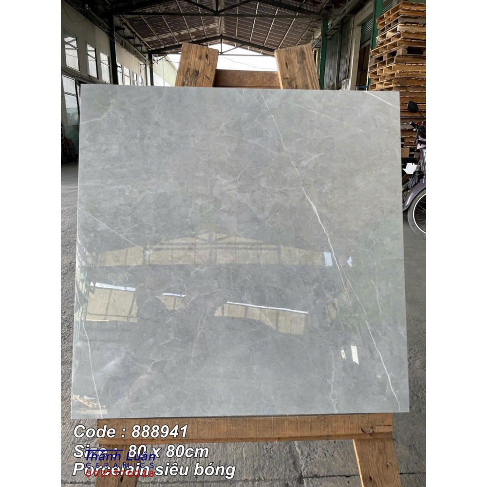 Gạch lát nền 80x80 Việt Nam xám siêu bóng