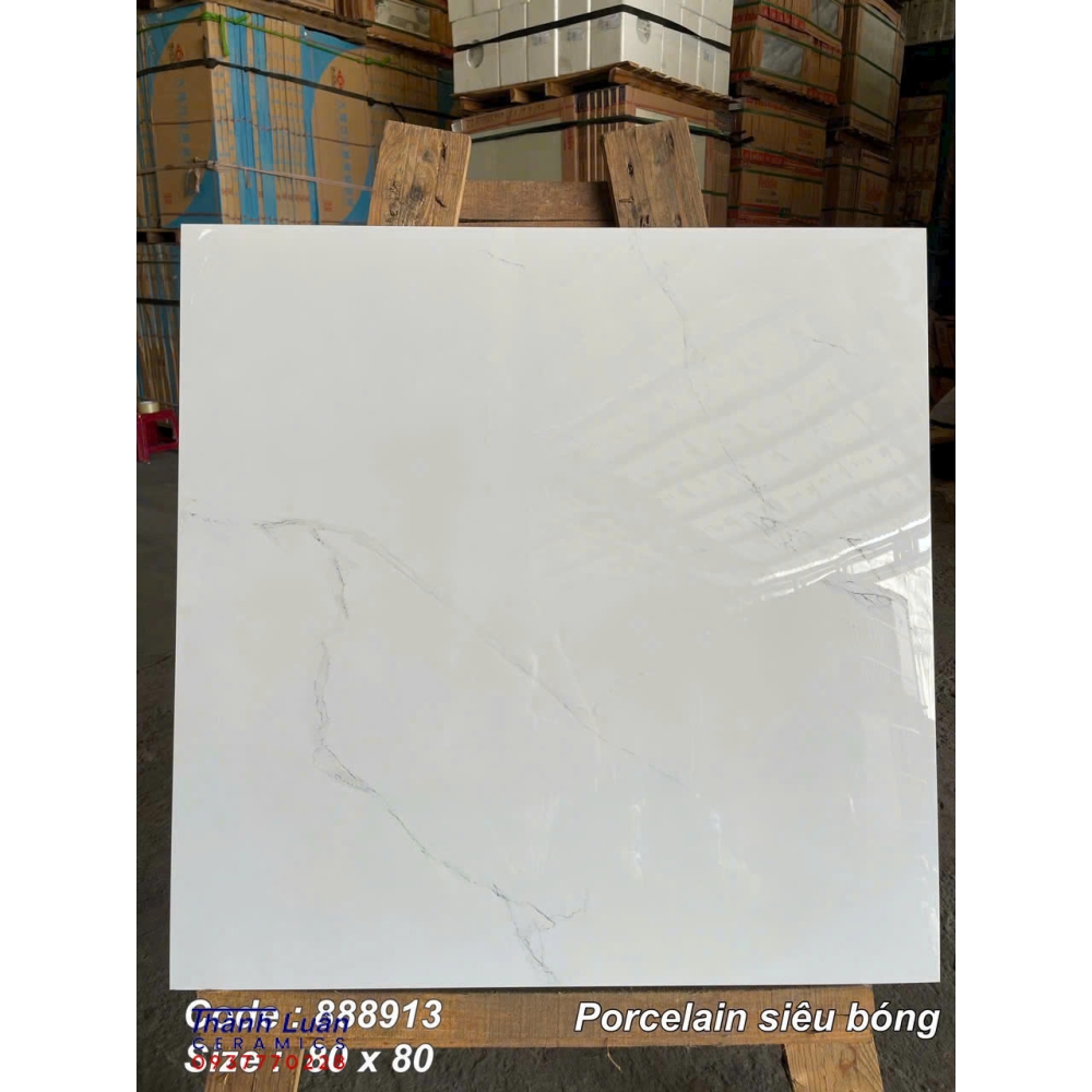 Gạch 80x80 Porcelain trắng vân xám 