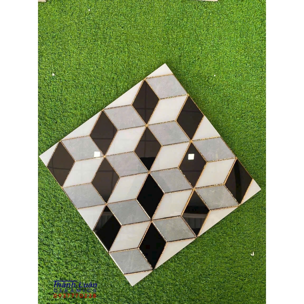 Gạch trang trí hình thôi trắng xám đen 30x30