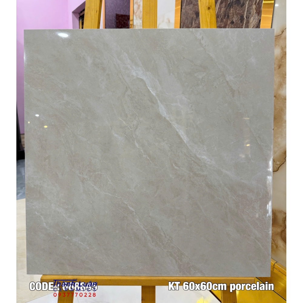 Gạch 60x60 Việt Nam Porcelain vân kem siêu bóng 