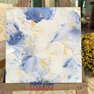 Gạch 60x60 khắc kim nhập khẩu vân bất qui tắc vân xanh tươi mát
