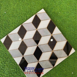Gạch trang trí hình thôi trắng xám đen 30x30
