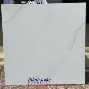 Gạch lát nền Việt Nam 60x60 trắng vân khói xám 