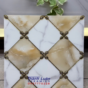 Gạch 30x30 nhập khẩu hoa văn khắc kim vàng 