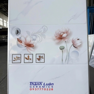  Gạch ốp 30x60 thân viền điểm – Sang trọng, tinh tế với hoa sen hồng cam